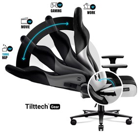 Materiałowy fotel gamingowy Diablo X-Player 2.0 Normal Size, biało-czarny