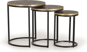 Zestaw 3 stołów plateau bronze et piètement metal