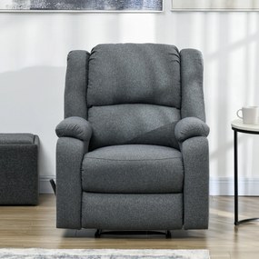 HOMCOM Fotel relaksacyjny z funkcją leżenia i podnóżkiem, regulowany, do 150 kg, rama stalowa, 90 x 96 x 98 cm, Szary
