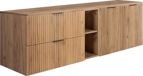 Zestaw łazienkowy: szafka z szufladami, szafka z drzwiami i regał 57×46×180 cm, kolor: Dąb Craft, uchwyt czarny