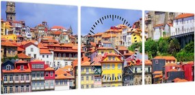 Obraz - Ribeira, Portugalia (z zegarem) (90x30 cm)