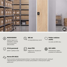 Szafa biurowa metalowa na akta biała/dąb sonoma, 450x1850x400 mm: ALEX Eco Design