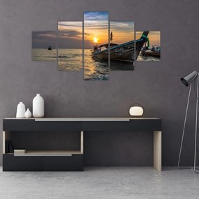 Obraz statku na brzegu (125x70 cm)