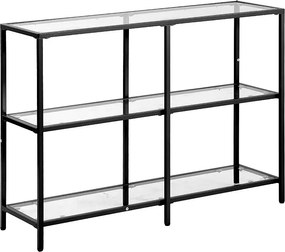 Stolik Konsolowy Szklany SucceBuy 3 Poziomy, Stolik Pomocniczy z Blatem ze Szkła Hartowanego, Nogami Żelaznymi i Zabezpieczeniem Przed Przewróceniem