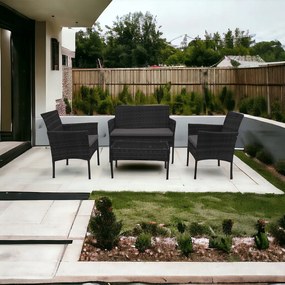 Zestaw mebli ogrodowych - sofa fotele i stolik Natal 010 czarny