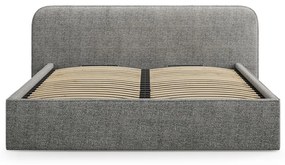 Ciemnoszare tapicerowane łóżko dwuosobowe ze schowkiem i stelażem 160x200 cm Elizabeth – Micadoni