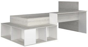 Łóżko piętrowe 90 x 200 cm  ze skrzynią i i biurkiem - Kolory: Naturalny i Biały - RIGALI