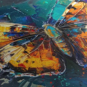Obraz - Motyl, obraz olejny (z zegarem) (90x30 cm)