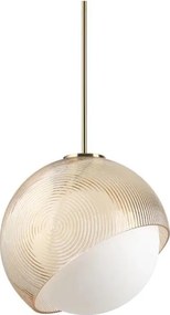 Ideal Lux - Lampa wisząca na lince BLOOM 1xE27/42W/230V śr. 30 cm złota/dymno-beżowa