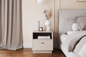 Szafka nocna Lorini z szufladą 45 cm - kaszmir / czarny uchwyt T-bar