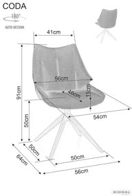 Krzesło tapicerowane CODA BREGO jasny beż obrotowe SIGNAL