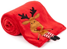 4Home Świąteczny koc Happy Reindeer, 150 x 200 cm