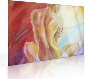 Obraz na szkle odpoczywającej kobiety, obraz olejny (70x50 cm)
