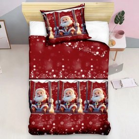 PrzytulneMieszkanie.pl PrzytulneMieszkanie.pl Pościel z mikrowłókna SANTA ON A SWING czerwone Rozmiar pościeli: 70 x 80 cm | 140 x 200 cm