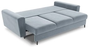 Jasnoniebieska aksamitna rozkładana/ze schowkiem sofa 235 cm Kyoto – Cosmopolitan Design