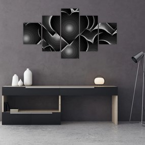 Obraz czarno - białych serc (125x70 cm)