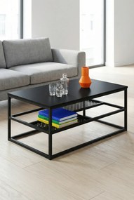 Czarny prostokątny stolik z półkami A5-F09