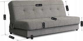 Sofa z Funkcją Spania ARUBA Wersalka Rozkładana Dwuosobowa Szara Nowoczesna do Salonu