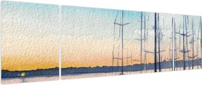 Obraz - Żeglarstwo, akwary (170x50 cm)