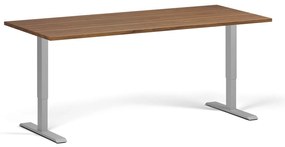 Biurko z regulacją wysokości, 180x80 cm, 2 silniki, szara podstawa, orzech
