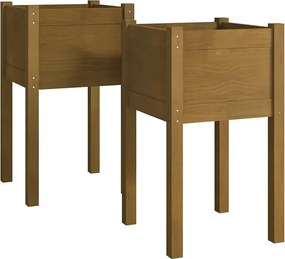 Komplet brązowych donic ogrodowych z drewna sosnowego Z1-B24