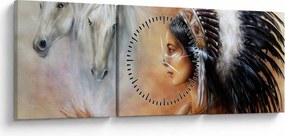 Obraz - Czary Indian (z zegarem) (90x30 cm)