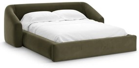 Zielone tapicerowane łóżko dwuosobowe ze schowkiem ze stelażem 160x200 cm Campi – Cosmopolitan Design