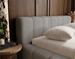 Emporius Bolonia łóżko 180x200 cm - łóżko tapicerowane 180x200 w nowoczesnym stylu - pojemnik, stelaż, gruba pianka, tkanina boucle, jasny szary (Anthology 15)