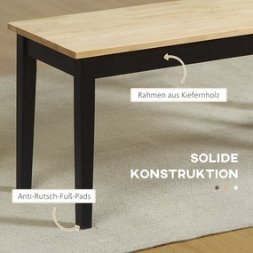 HOMCOM Ławka dwuosobowa drewniana do kuchni i jadalni wytrzymała elegancka obciążenie do 220 kg | Aosom PL