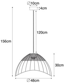 Orientalna lampa wisząca i sufitowa czarna z rattanu - Treccia PuaKolonialny Oswietlenie wewnetrzne