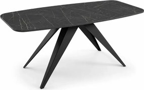 Stół owalny Lumen rozkładany do jadalni 160/180 cm – nowoczesny stół loftowy z metalową podstawą i laminowanym blatem