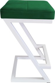 Hoker ZETA krzesło barowe tkanina Welur podstawa metalowa LOFT : Kolor Stelaża - Biały, Kolor tkaniny - VELVET - MG25