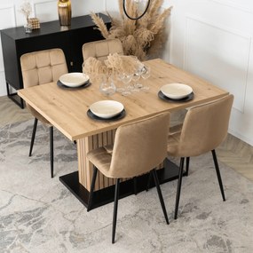 Stół Prostokątny Rozkładany z Lamelami GIANT 130-180 cm Dąb Artisan/Czarny Nowoczesny Loft