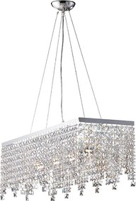 Lampa wisząca Penelope z mosiądzu i chromowanego żelaza, 4 lampy z kryształkami, dł. 71 x 30 cm, BL31-4-CR