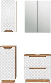 Zestaw mebli łazienkowych dąb/biały ze strukturą płytek 59.8x32x62.5 lotta