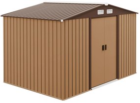 Outsunny metalowy domek narzędziowy z fundamentem żółty szopa ogrodowa 277x195x192 cm trwały i praktyczny | Aosom PL