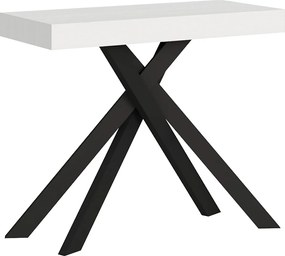 Konsola rozkładana 90x40/196 cm Krack Small frassino biała nogi w kolorze antracytu