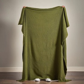 Zielony bawełniany koc 150x200 cm Jaipur Chunky Waffle – Pineapple Elephant