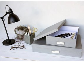 Szare pudełko na dokumenty z etykietą Bigso Box of Sweden Oskar, A4