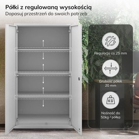 Szafa metalowa wielofunkcyjna Megan na cokole, szara
