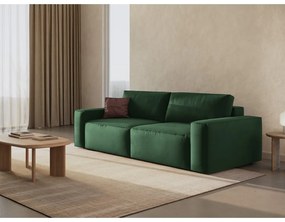 Ciemnozielona aksamitna rozkładana/ze schowkiem sofa 247 cm Jodie – Micadoni