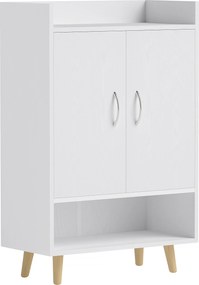 HOMCOM Nowoczesna biała szafka na buty z drzwiami i półkami, idealna do korytarza, 60 x 30 x 92 cm