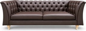 (Wyprzedaż) Pikowana kanapa Chesterfield w ekoskórze w kolorze brązowym