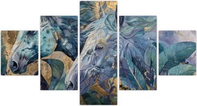 Obraz - Konie na złotym tle (125x70 cm)