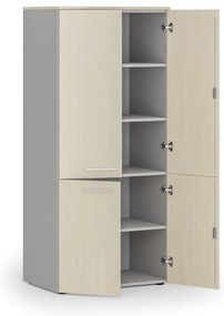 Szafa biurowa pół-drzwi PRIMO GRAY, 800 x 500 x 1781 mm, szary/brzoza