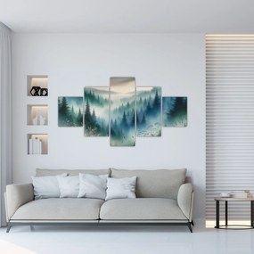 Obraz - Leśny krajobraz z mgłą (125x70 cm)