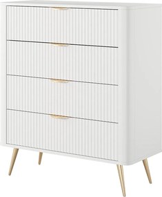Komoda: 4 szuflady, biała, 88, 2 x 38 x 101, 2 cm