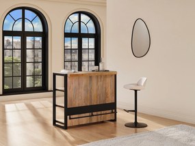 Szafka barowa z 3 półkami z drewna mangowca i metalu - Naturalny i czarny - HARLEM II