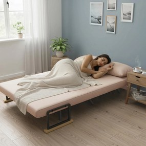 HOMCOM Sofa 2 osobowa z funkcją spania aksamitna z 2 poduszkami w kolorze naturalnym beżowym czarnym | Aosom PL