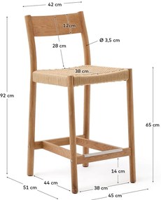 Hoker z litego drewna dębowego w naturalnym kolorze (wysokość siedziska 65 cm) Yalia – Kave Home